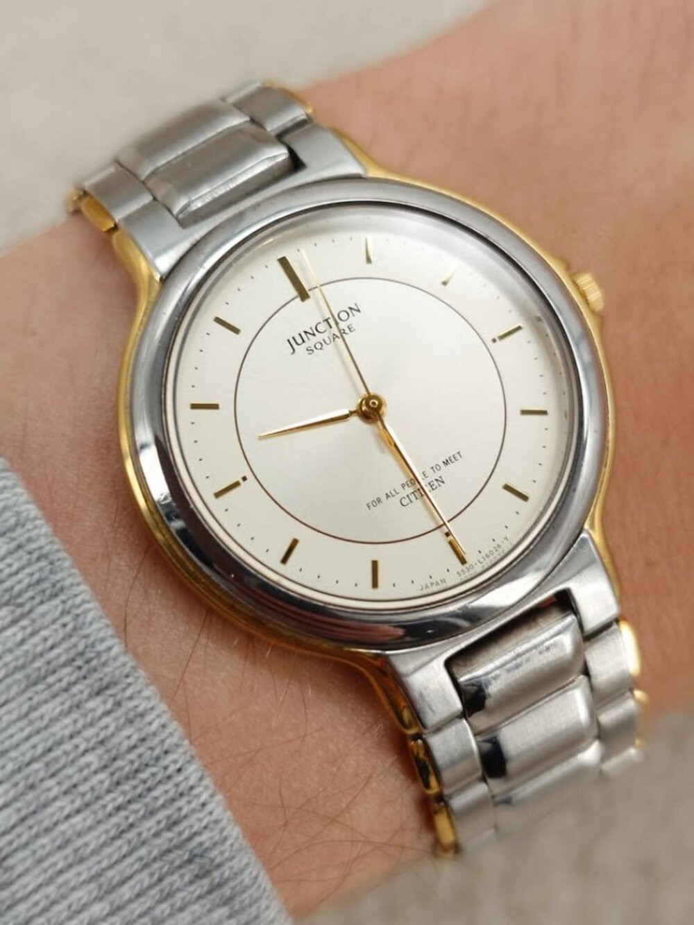 Citizen Junction Men's Quartz Watch 5530 Square Two Tone JDM 32mm New Battery